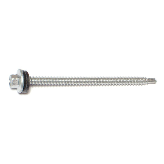 #10-14 x 3x22 Silver Ruspert Coated Steel Hex Washer Head Pole Barn Self-Drilling Screws 250 Pcs. SPB6_T0SHA93